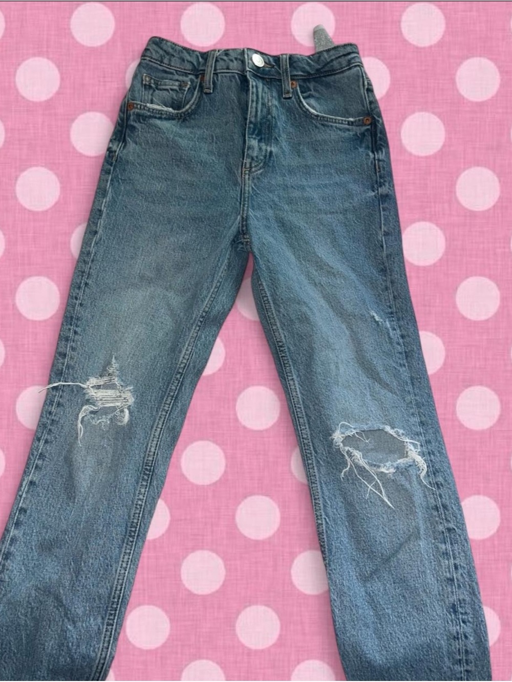 Zara Women’s Distressed Straight Boyfriend Jeans